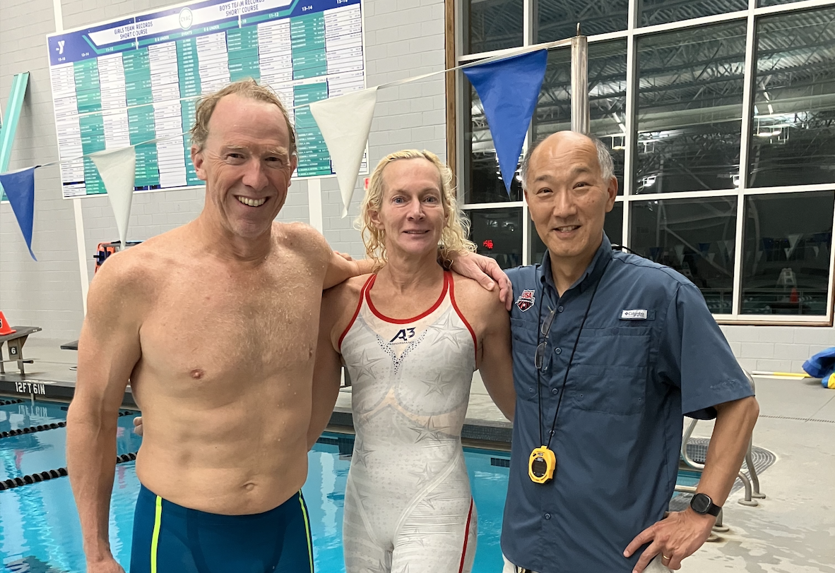Fred Schuster with fellow swimmers